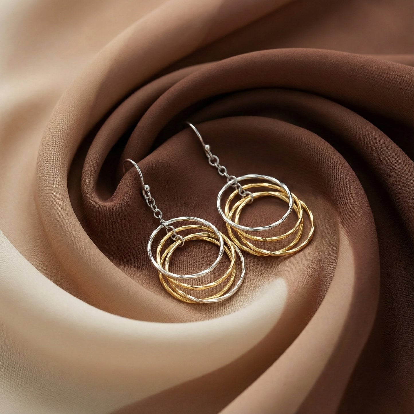 Interlocked Two-Tone Ring Drops | Made With Pure 925 Silver