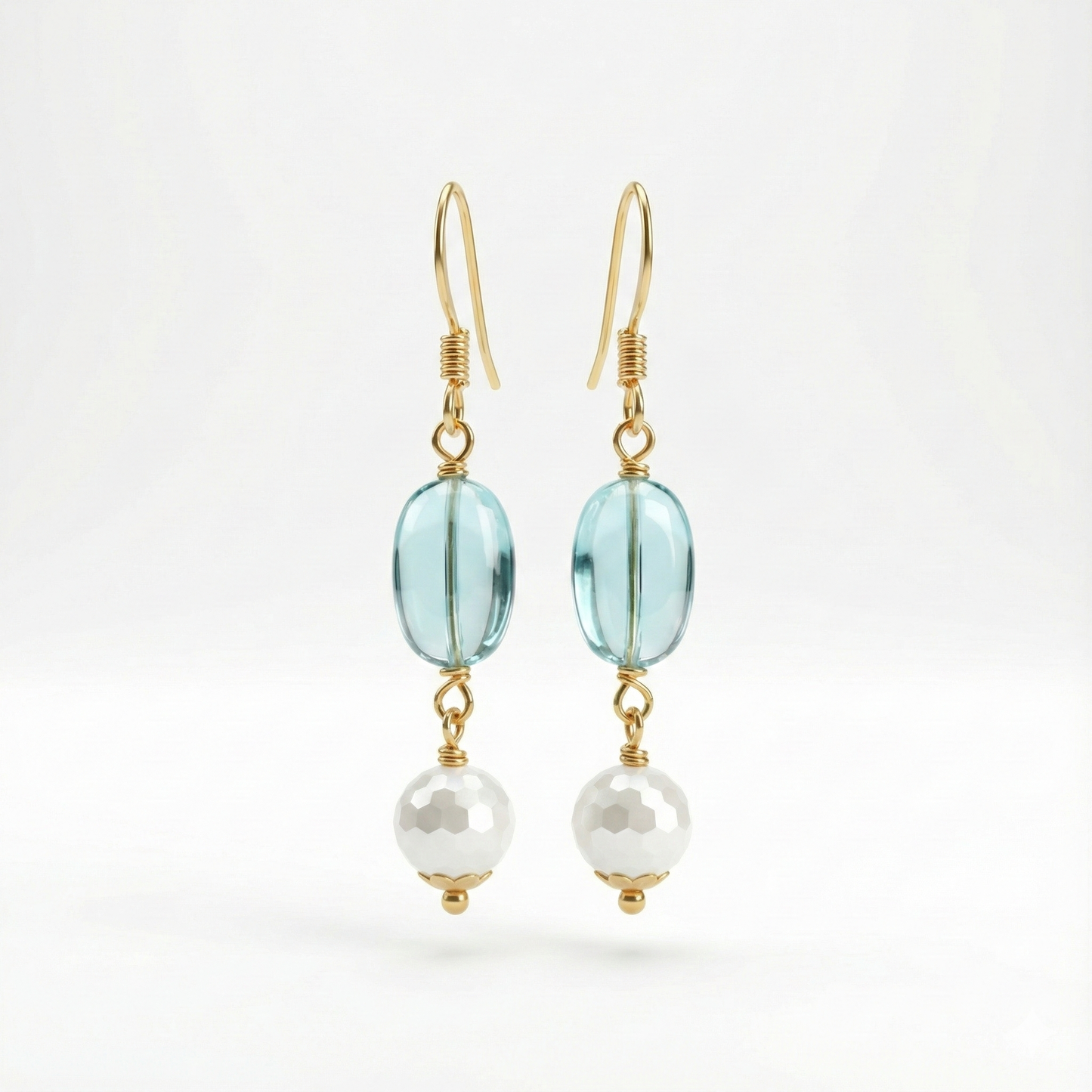 Blue Topaz & Pearl Drop Earrings | Made With Pure 925 Silver