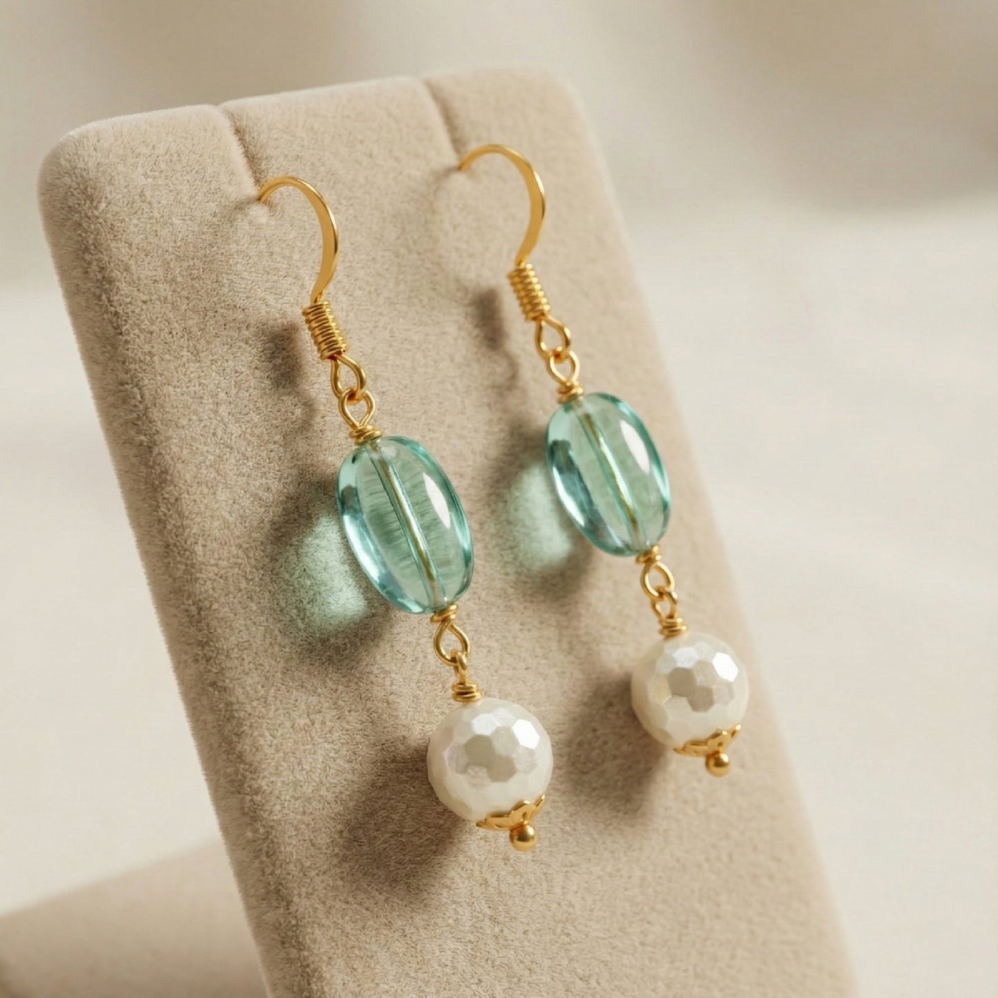 Blue Topaz & Pearl Drop Earrings | Made With Pure 925 Silver