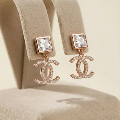 Interlocking Pave Drop Earrings | Made With Pure 925 Silver