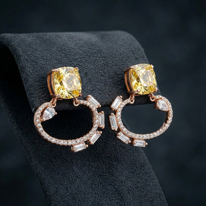 Radiant Yellow Cushion & Pave Hoops | Made With Pure 925 Silver