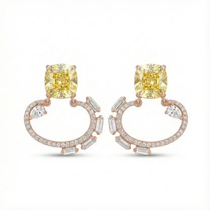 Radiant Yellow Cushion & Pave Hoops | Made With Pure 925 Silver