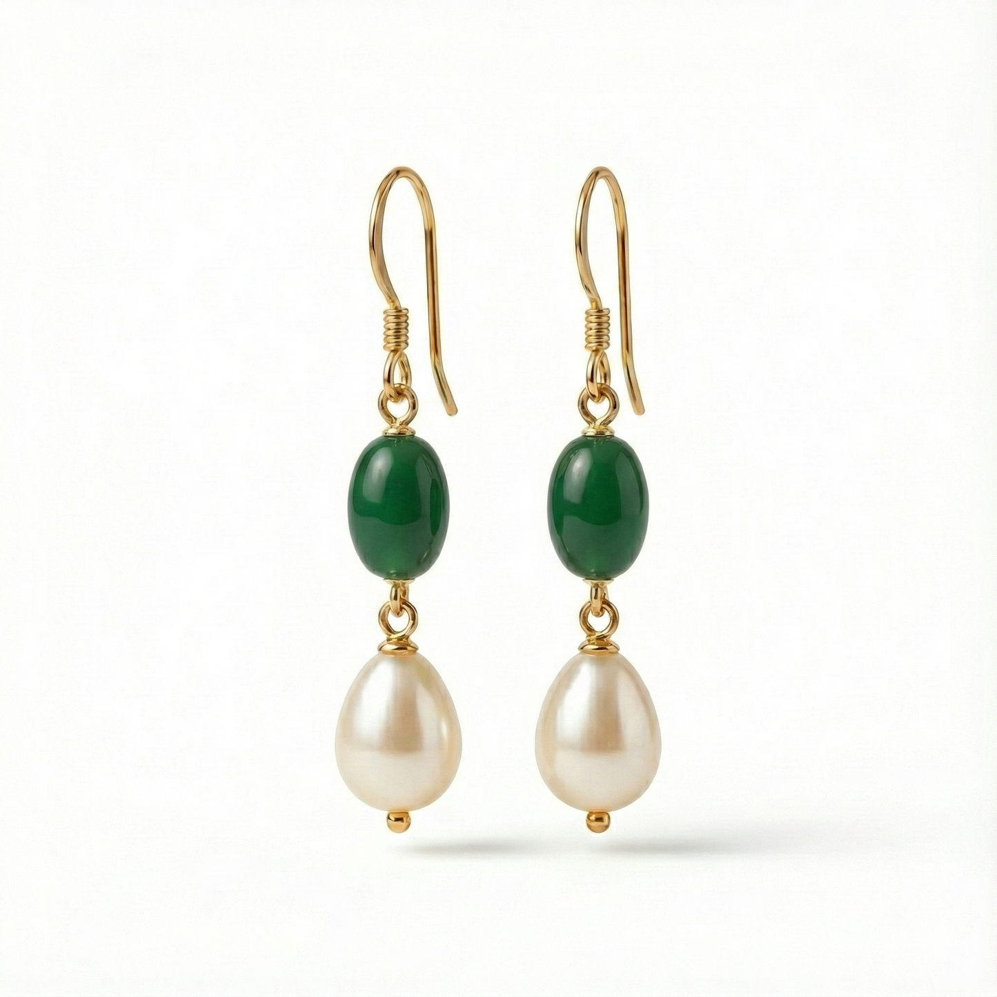 Jade & Pearl Drop Earrings | Made With Pure 925 Silver