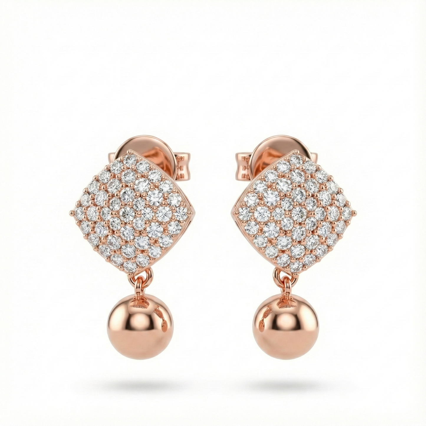 Geometric Pave & Ball Drop Earrings | Made With Pure 925 Silver