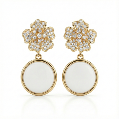 Floral & Enamel Drop Earrings | Made With Pure 925 Silver