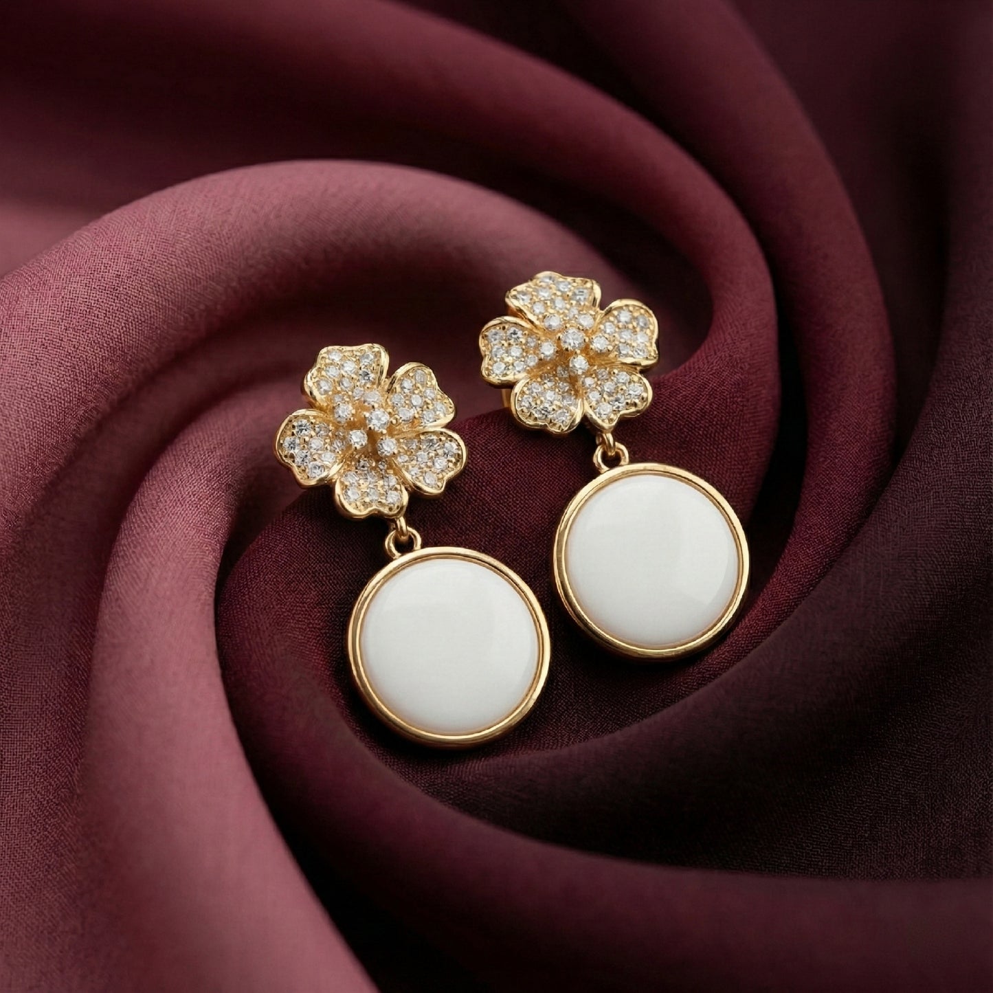 Floral & Enamel Drop Earrings | Made With Pure 925 Silver