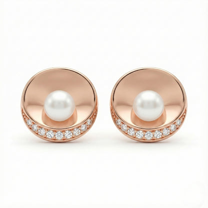 Rose Gold Pearl Orbit Studs | Made With Pure 925 Silver