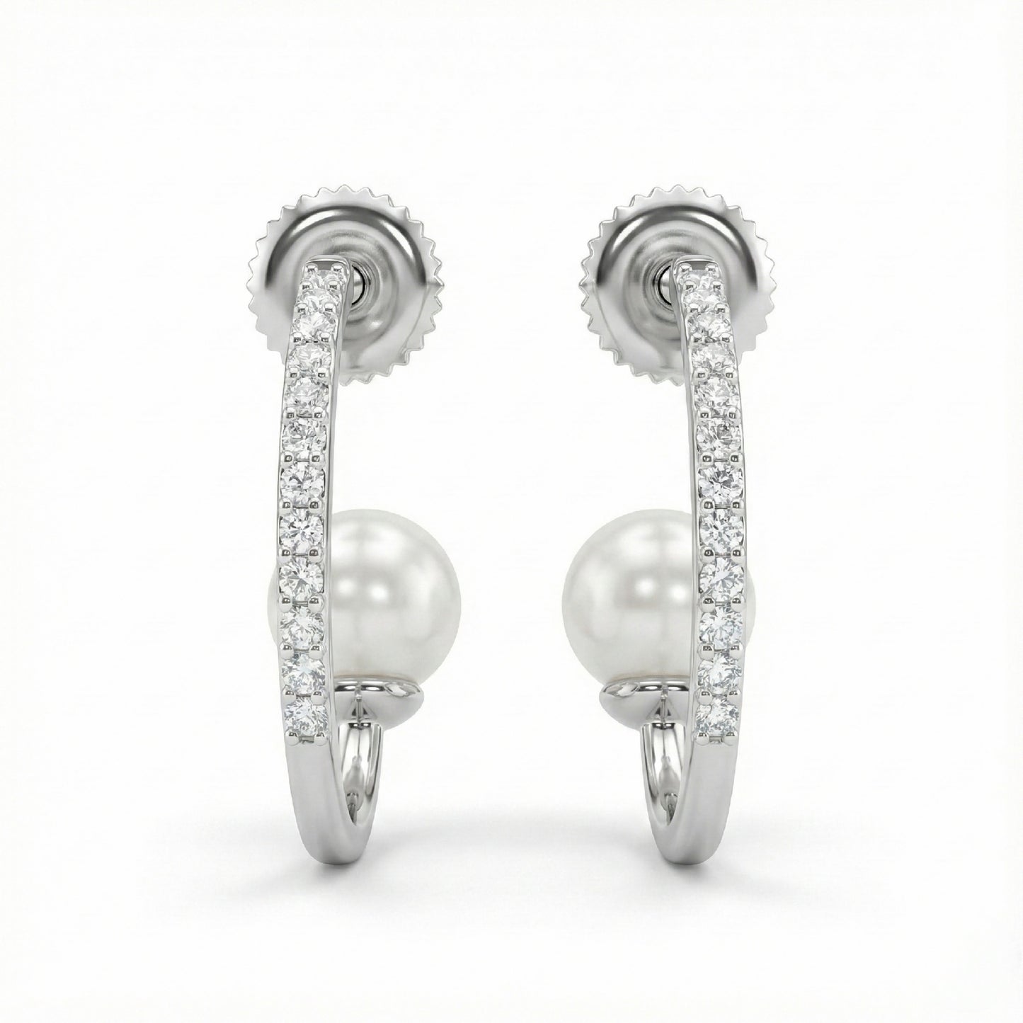 Italian Pearl & Pave Half-Hoops | Made With Pure 925 Silver