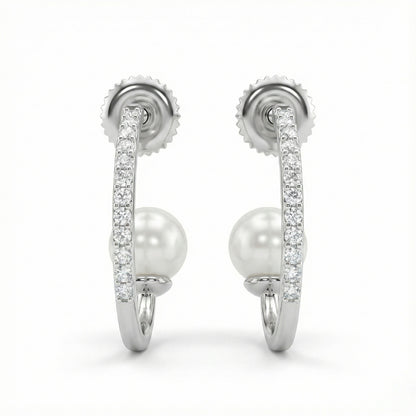 Italian Pearl & Pave Half-Hoops | Made With Pure 925 Silver