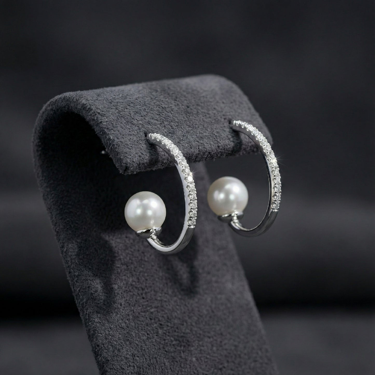 Italian Pearl & Pave Half-Hoops | Made With Pure 925 Silver