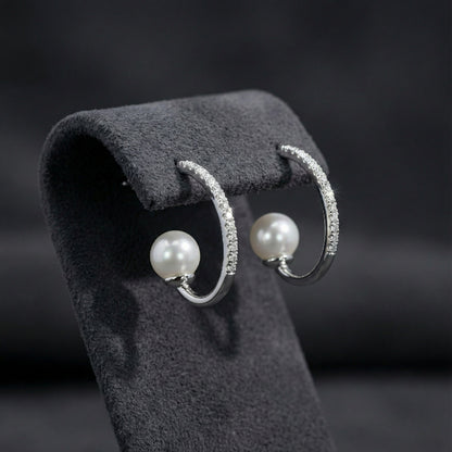 Italian Pearl & Pave Half-Hoops | Made With Pure 925 Silver