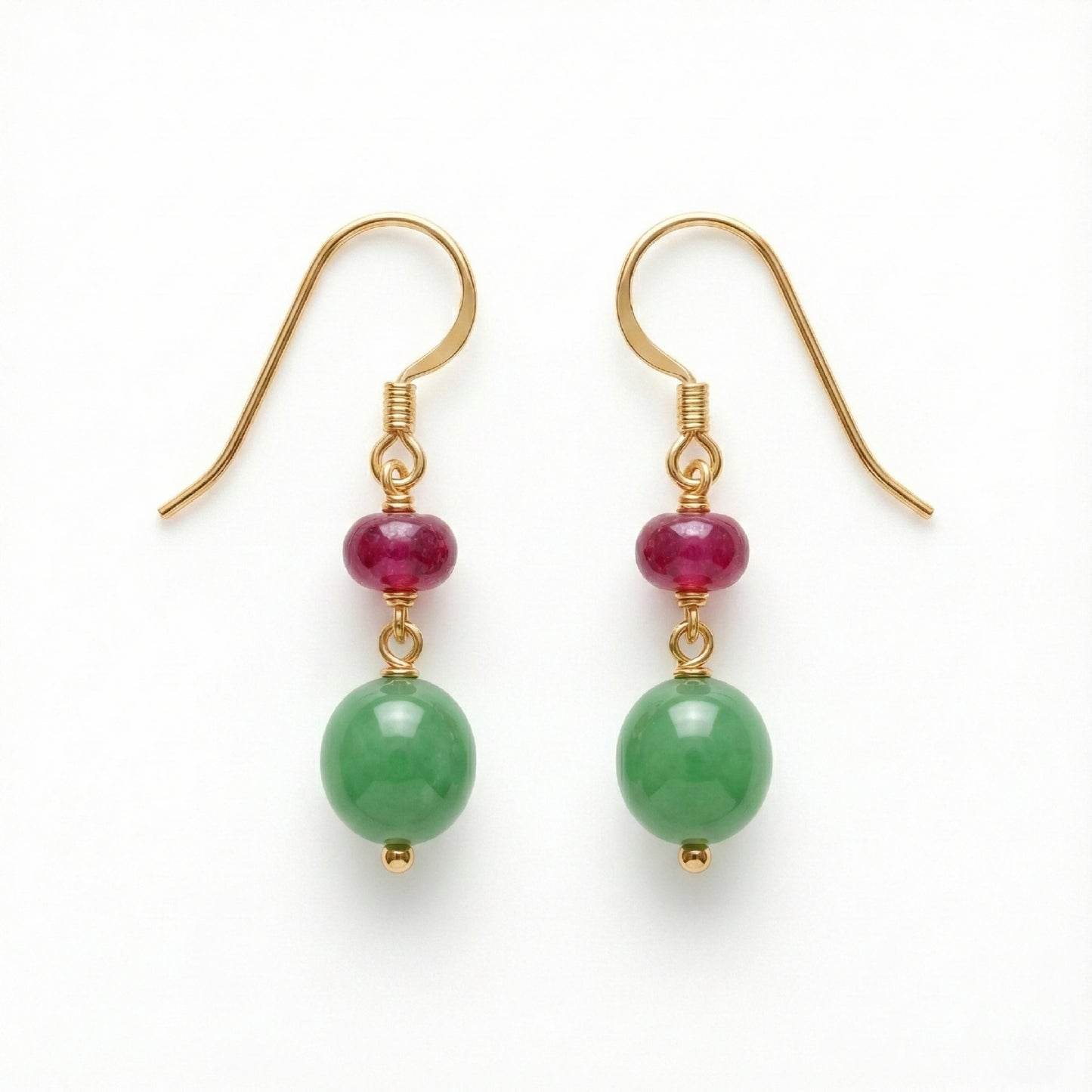 Jadau Inspired Ruby & Jade Drops | Made With Pure 925 Silver
