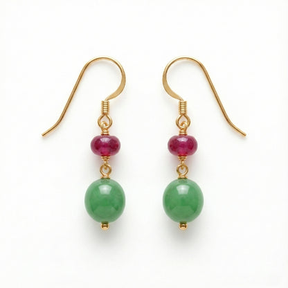 Jadau Inspired Ruby & Jade Drops | Made With Pure 925 Silver