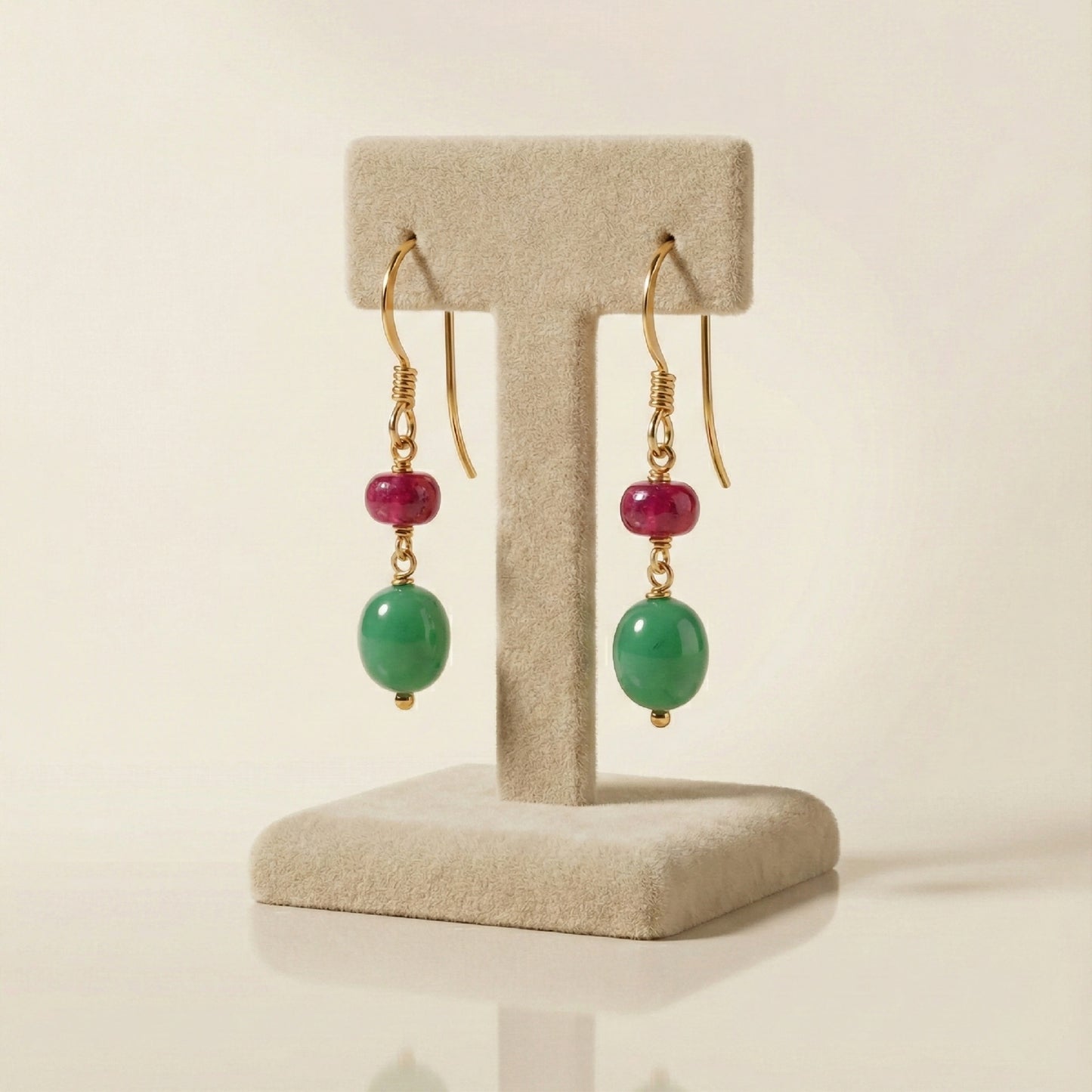 Jadau Inspired Ruby & Jade Drops | Made With Pure 925 Silver