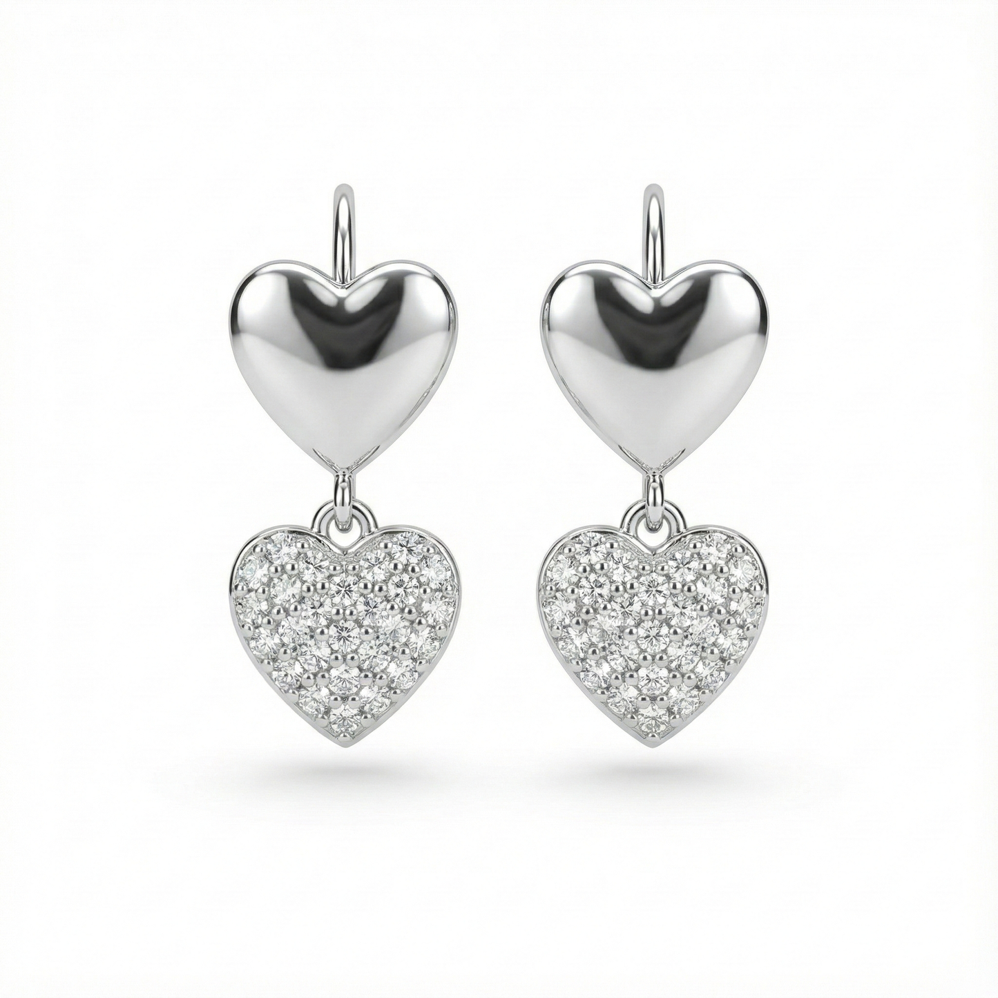Double Heart Drop Earrings | Made With Pure 925 Silver