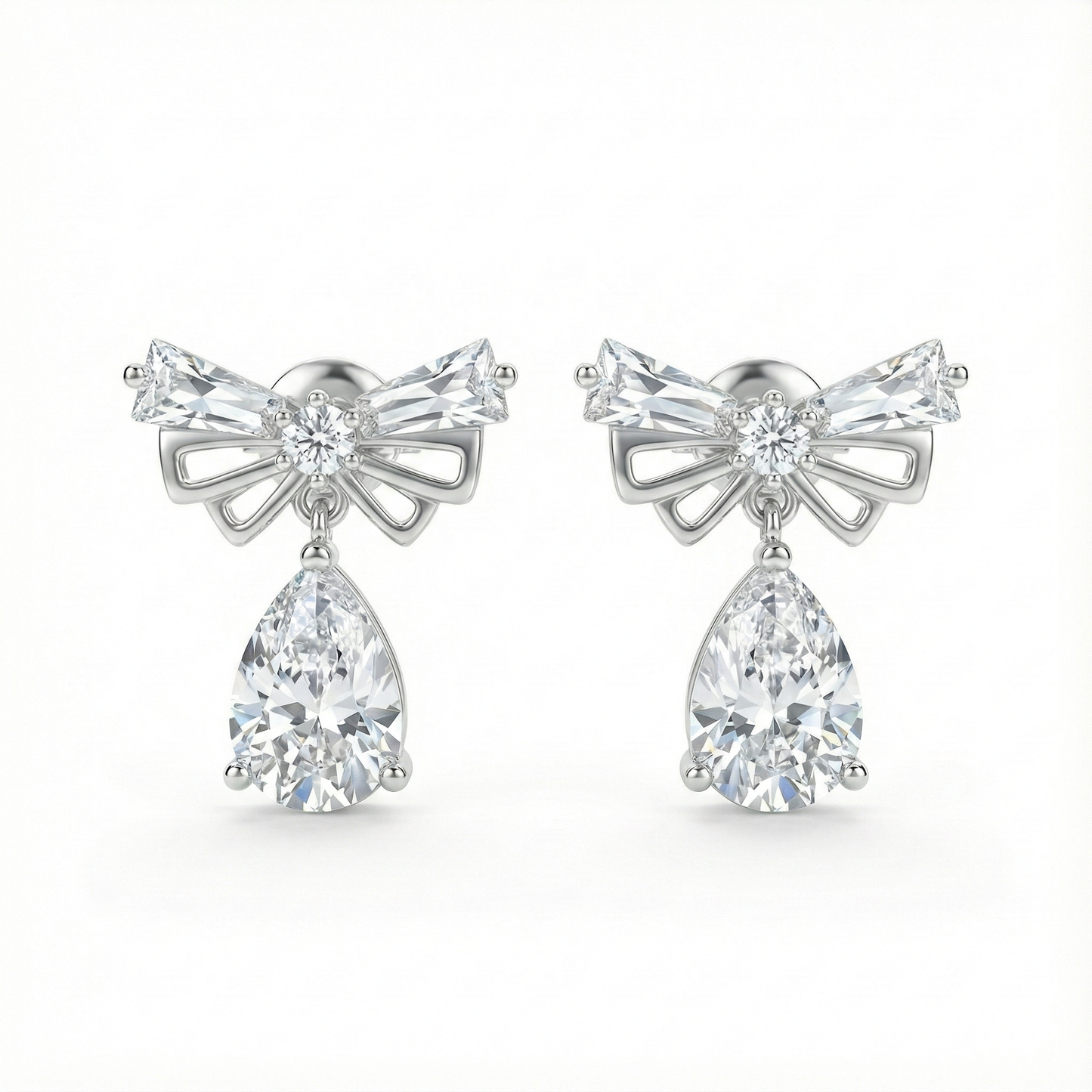 Sparkling Bow Drop Earrings | Made With Pure 925 Silver