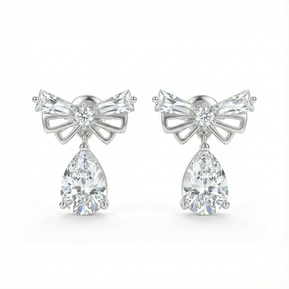 Sparkling Bow Drop Earrings | Made With Pure 925 Silver