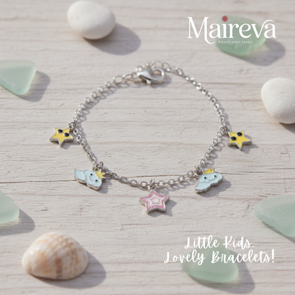 Star & Cloud Enamel Kids Charm Bracelet (5 Inch)