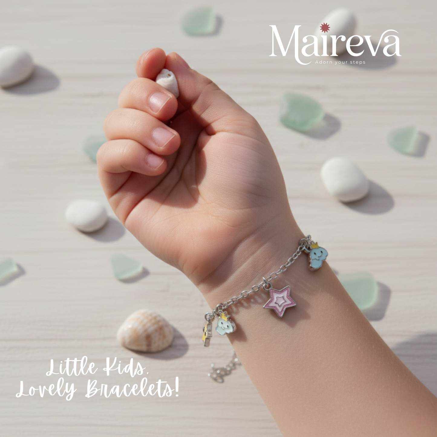 Star & Cloud Enamel Kids Charm Bracelet (5 Inch)