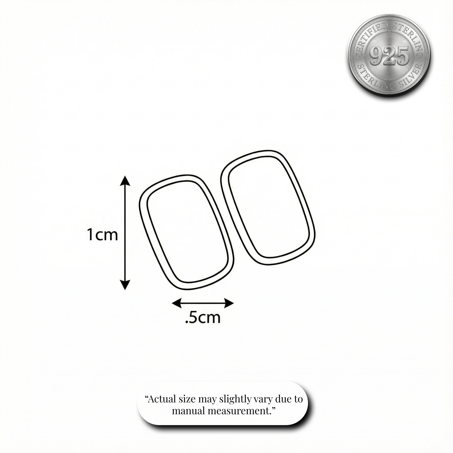 Rosette Pavé Rectangle Stud Earrings – 925 Silver (Rose Gold Polish)