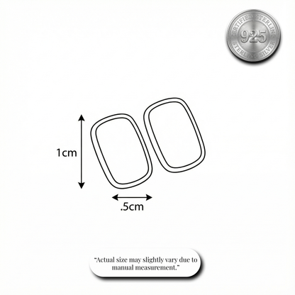 Rosette Pavé Rectangle Stud Earrings – 925 Silver (Rose Gold Polish)