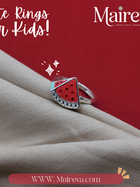 Watermelon Sparkle Ring - 92.5 SIlver
