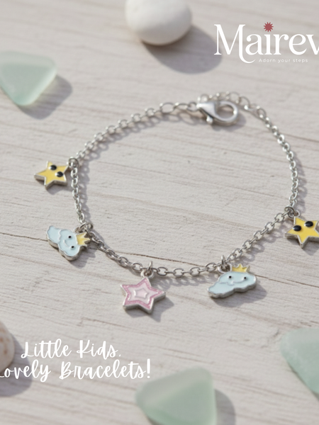 Star & Cloud Enamel Kids Charm Bracelet (5 Inch)