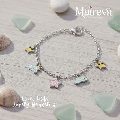 Star & Cloud Enamel Kids Charm Bracelet (5 Inch)