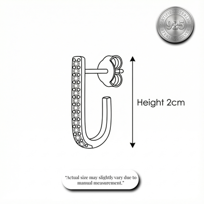 Lustre U-Curve Diamond Stud Earrings – 925 Silver (Gold Polish)