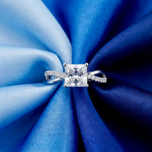 925 Silver Princess-Cut Solitaire Ring | Elegant CZ Engagement Ring