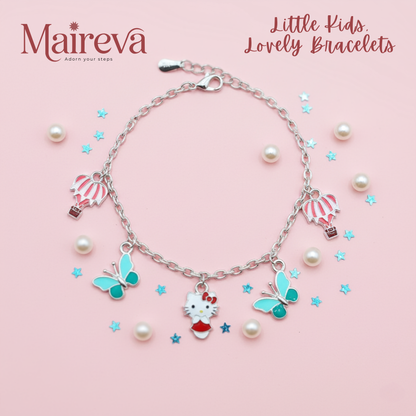 Hello Kitty & Balloon Charm 925 Sterling Silver Kids Bracelet (5-Inch)