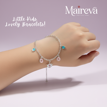 Princess Crown & Sweets Kids Charm Bracelet (5 Inch)