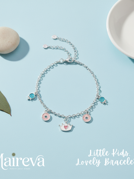 Princess Crown & Sweets Kids Charm Bracelet (5 Inch)