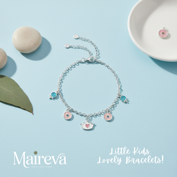 Princess Crown & Sweets Kids Charm Bracelet (5 Inch)