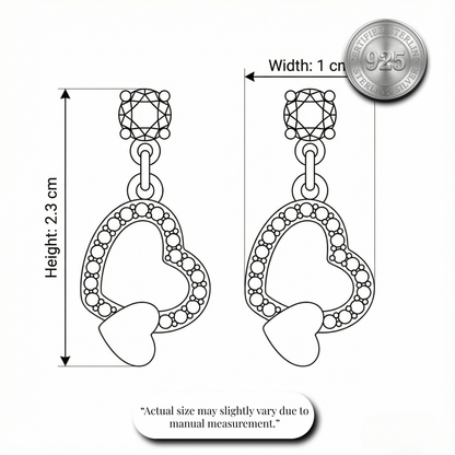 Sparkling Open Heart Drop Earrings | Made With Pure 925 Silver
