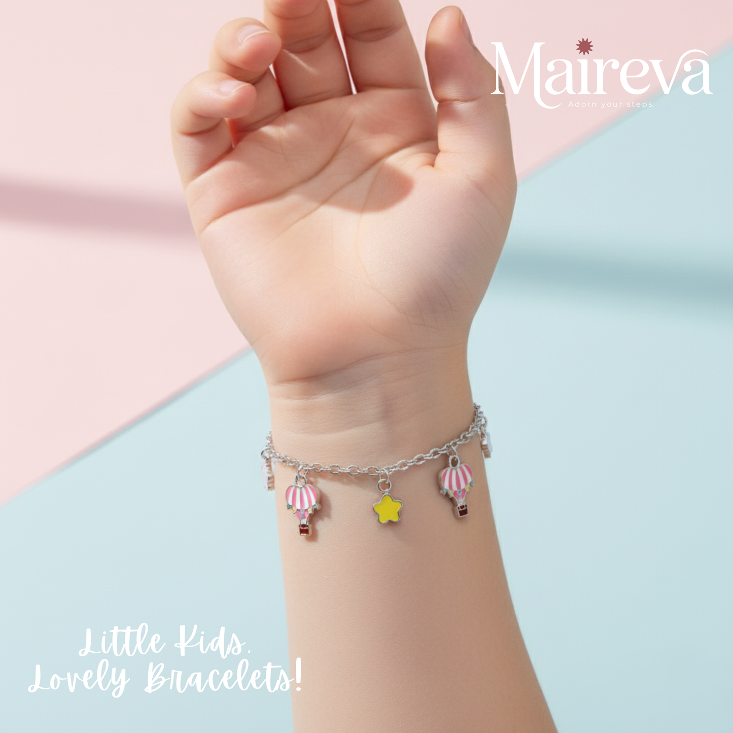 Up, Up & Away Hot Air Balloon Charm Bracelet for Kids (5 Inch)