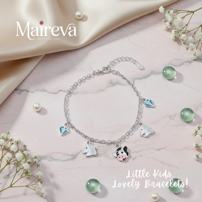 Magical Unicorn & Diamond Charm Kids Bracelet (5 Inch)