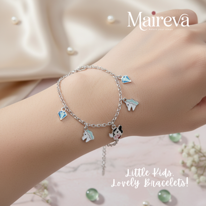 Magical Unicorn & Diamond Charm Kids Bracelet (5 Inch)
