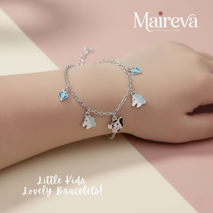 Magical Unicorn & Diamond Charm Kids Bracelet (5 Inch)