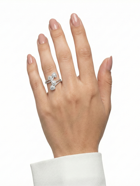 925 Silver Four-Heart Cluster Ring | Premium CZ Statement Ring