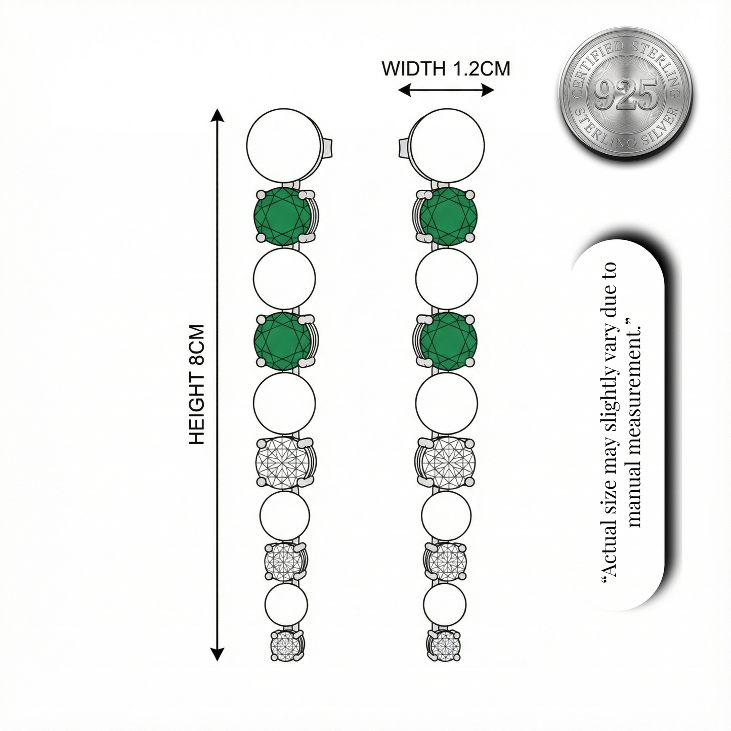 Elegant Pearl & Emerald Line Drops | Made With Pure 925 Silver