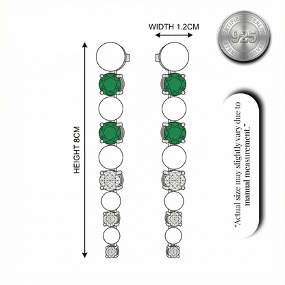 Elegant Pearl & Emerald Line Drops | Made With Pure 925 Silver