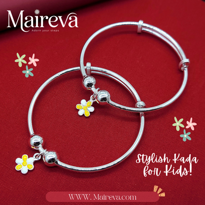Little Bloom Adjustable Kids Kada Set (13.2g) - 92.5 SIlver