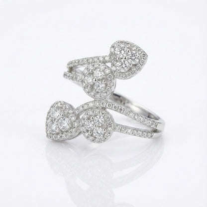 925 Silver Four-Heart Cluster Ring | Premium CZ Statement Ring