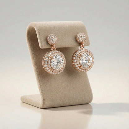 Double Halo Rose Gold Drops | Made With Pure 925 Silver