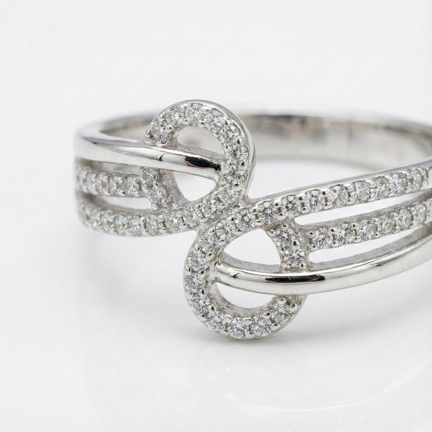 Elegant Bow Knot Silver Ring for Women | 925 CZ Statement Ring
