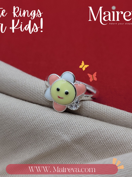 Smiley Flower Kids Ring – 92.5 Silver