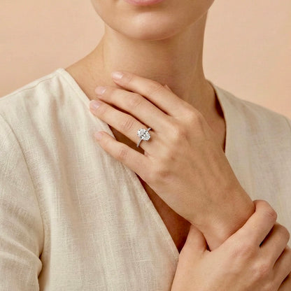 925 Silver Oval Solitaire Ring | Classic CZ Engagement Ring for Women