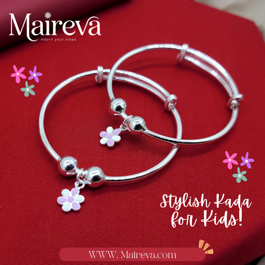 Little Bloom Adjustable Kids Kada Set (13.2g) - 92.5 SIlver