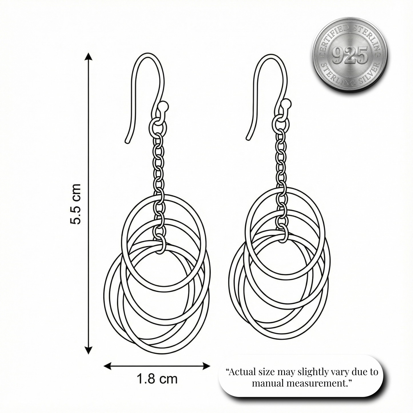 Interlocked Two-Tone Ring Drops | Made With Pure 925 Silver